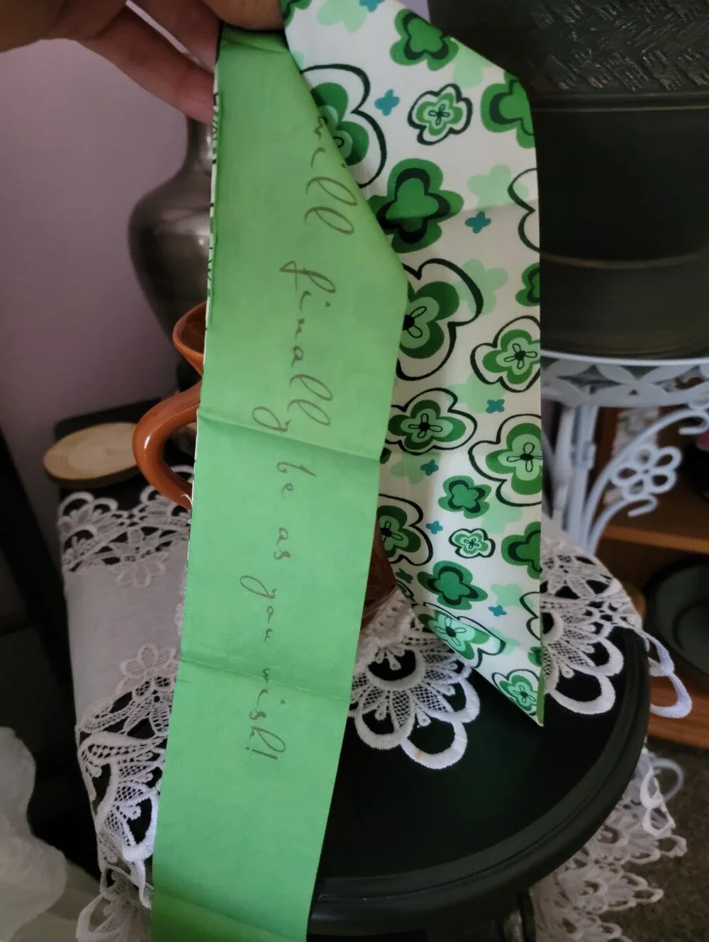 Green Floral Ribbon Scarf - Home Accents
